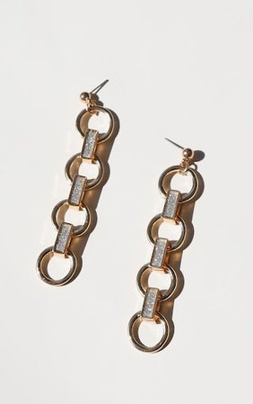 Gold Drop Glitter Hoop Earrings | Accessories | PrettyLittleThing