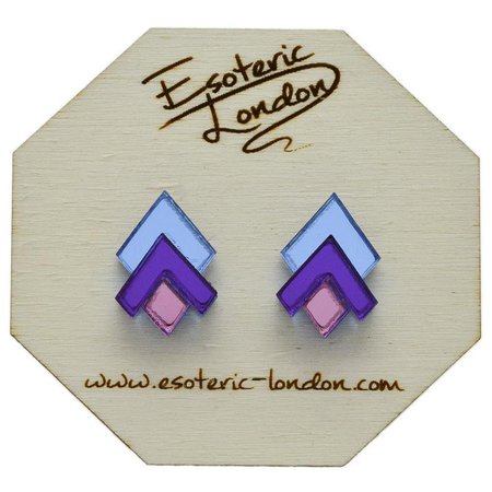 Mirror Perspex Geometric Stud Earrings bright blue/ purple/ | Etsy