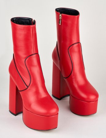 Adore You Red Extreme Platform Ankle Boots
