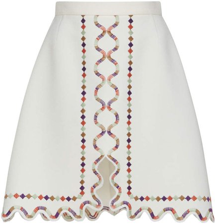Embroidered Crepe Mini Skirt