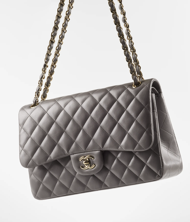 Chanel Lambskin & Gold-Tone Large Dark Grey Bag $9500.00
