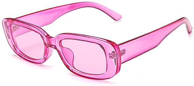 Amazon.com: Small Retro Square Sunglasses Women - UV 400 Vintage Rectangle driving, walking, traveling Glasses (pink lens, 50): Clothing