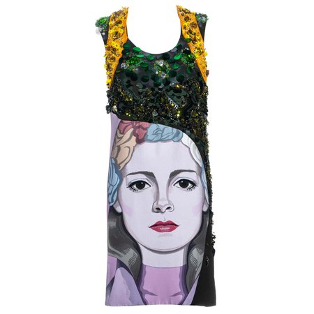 Prada multicoloured embellished artist shift dress ss 2014 For Sale at 1stDibs