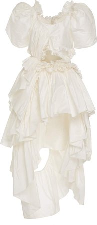 Preen by Thornton Bregazzi Ibuka Ruffled Silk High-Low Dress Size: XS