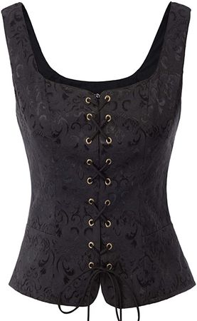 Amazon.com: SCARLET DARKNESS Womens Victorian Steampunk Waistcoat Gothic Vest Tops Black L: Clothing