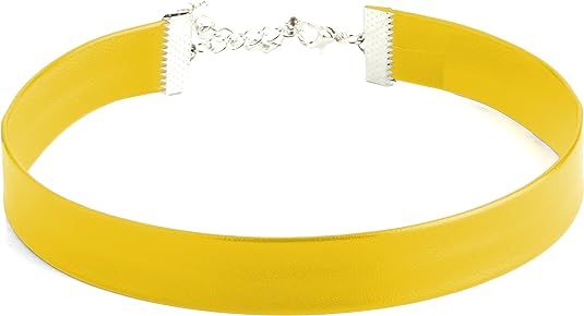 Amazon.com: STACKABLE CREATIONS Classic Yellow Leather Choker Necklace for Women Girls, 90s Ribbon Neck Collar : Clothing, Shoes & Jewelry