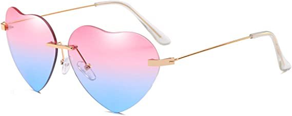 Amazon.com: Dollger Heart Sunglasses for Women Thin Metal Frame Lovely Heart Style Pink and blue lens : Clothing, Shoes & Jewelry