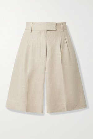 Kit Pleated Linen Shorts - Beige