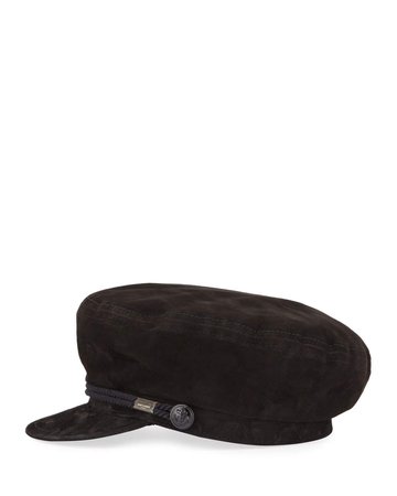 Saint Laurent Suede Newsboy Hat w/ Rope Front