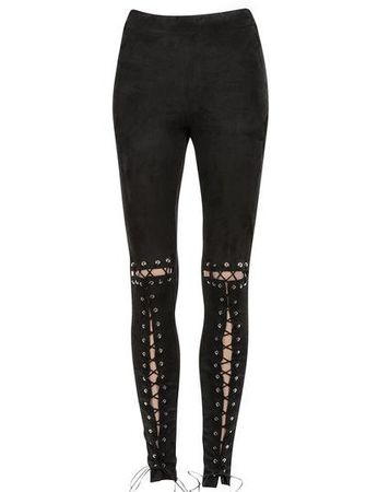 Women's "Fairies Wear Boots" Faux Suede Leggings by Pretty Attitude Clothing (Black) | Inked Shop