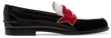 Moana Suede And Chain-trimmed Leather Loafers - Black