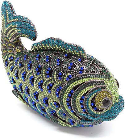 Lovely Mini Fish Rhinestones Handbags Minaudiere Crystal Clutch Purses Women Evening Bags Party Cocktail (Green#5): Handbags: Amazon.com