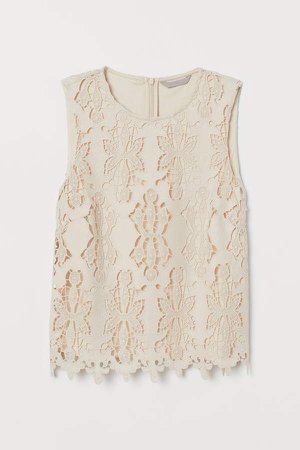 Sleeveless Lace Top - Beige