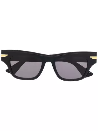 Bottega Veneta Eyewear metallic detailing rectangle-framed sunglasses - FARFETCH
