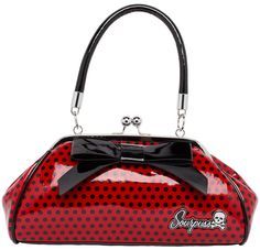 red, black, polka dots, purse