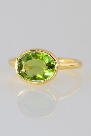 Peridot ring, Green Peridot Quartz Ring , August Birthstone, Colored g - Urban Carats