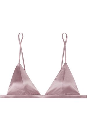 Fleur du Mal | Luxe stretch-silk satin soft-cup triangle bra | NET-A-PORTER.COM