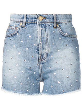 Alexandre Vauthier crystal embellished denim shorts