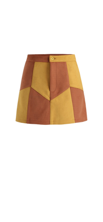 yellow leather skirt