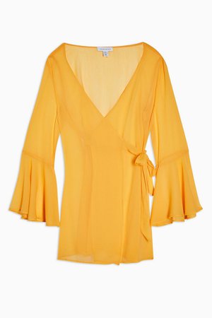 Orange Wrap Chiffon Dress | Topshop