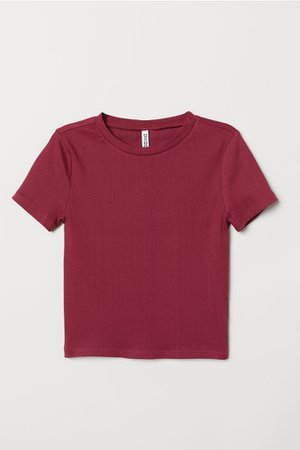 Rib-knit Top - Raspberry red - Ladies | H&M US