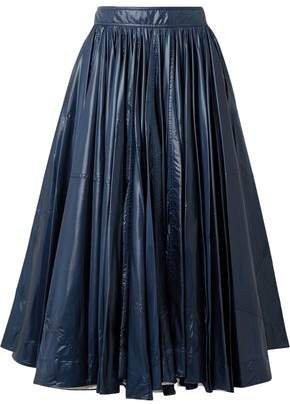 Pleated Coated-shell Midi Skirt