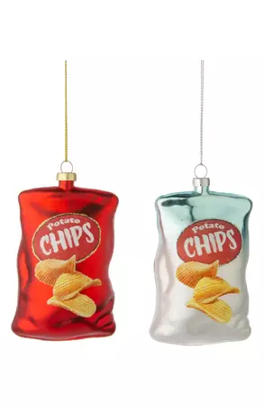 Silver Tree Mini Potato Chip Bag Glass Ornament | Nordstrom