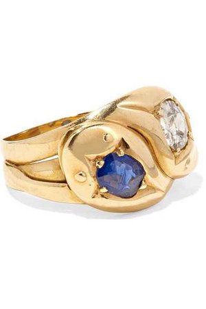 Fred Leighton | 1900s 18-karat gold, diamond and sapphire ring | NET-A-PORTER.COM