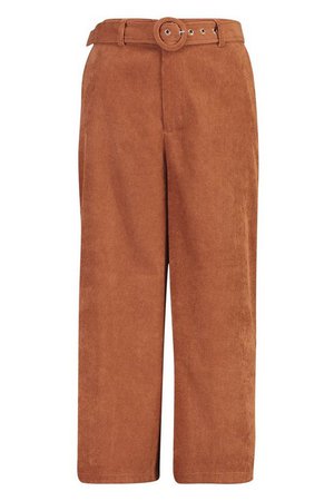 Cord Self-Belt Culottes pants | Boohoo