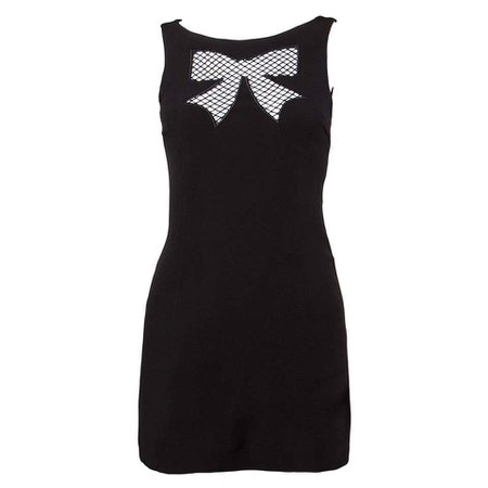Moschino Vintage Black Cut Out Bow Tie Mini Dress, 1990s For Sale at 1stdibs