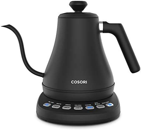 Amazon.com: COSORI Electric Kettle Gooseneck with Temperature Control, 5 Presets Electric Tea Kettle & Pour Over Coffee Kettle, Stainless Steel, Ultra Fast, Auto Shutoff Boil-Dry Protection, 0.8L, Matte Black : Patio, Lawn & Garden