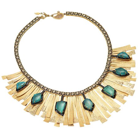 20 Karat Emerald and Diamond Sunburst Necklace For Sale at 1stDibs