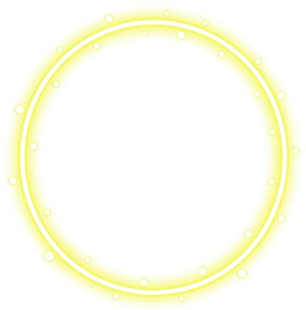 circle frame yellow neon glow sparkle png psd