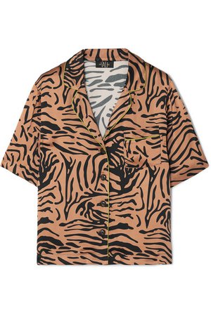 De La Vali | Kid piped tiger-print satin shirt | NET-A-PORTER.COM