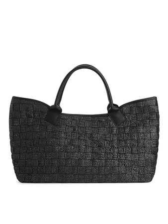 Large Straw Tote Bag - Black - Bags & accessories - ARKET GB