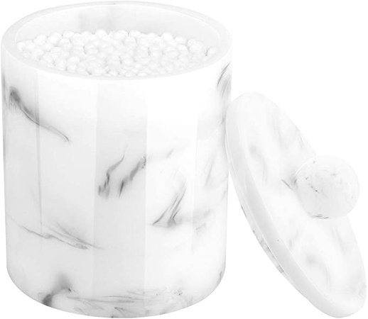 Amazon.com: Luxspire Resin Cotton Swab Holder with Lid, Cotton Ball Holder Container Jar Cotton Bud Rounds Dispenser Storage Box Cosmetics Makeup Bathroom Vanity Countertop Organizer Canister Jar, Ink White: Home Improvement