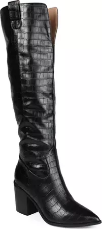 Journee Collection Therese Tall Croc Embossed Western Boot - Wide Calf (Women) | Nordstromrack