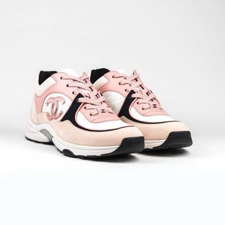 Chanel CC Logo Pink Black Suede Sneaker – Crepslocker