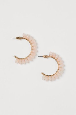 Hoop Earrings - Gold-colored/light pink - Ladies | H&M US