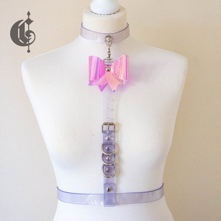Aqua OR Pink Bow UV Glow Harness with matching Collar | Etsy