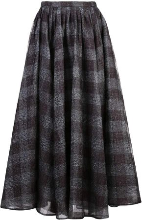 checkered long skirt
