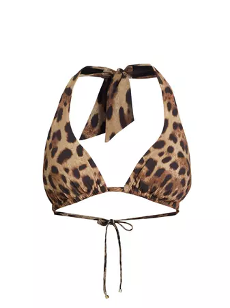 Shop Dolce&Gabbana Leopard Halter Bikini Top | Saks Fifth Avenue