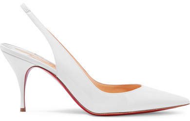 Clare 80 Patent-leather Slingback Pumps - White