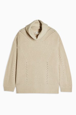 Oat Knitted Roll Neck sweater Jumper | Topshop