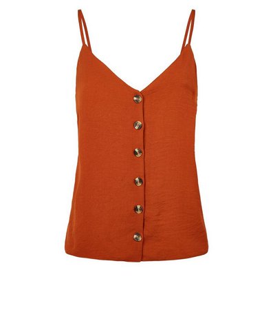 Rust Faux Horn Button Front Cami | New Look