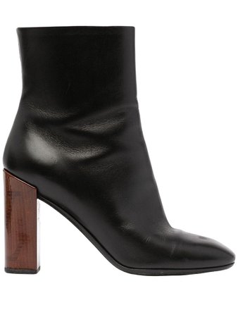 black boots with brown heel