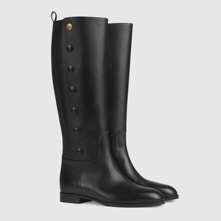 black leather Leather boot with buttons | GUCCI® US