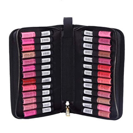 Amazon.com : ROWNYEON Lipstick Tester Case Lipstick Makeup Bag Makeup Case Lipstick Lip Gloss Organizer Portable Lipstick Stock Case Holder Organizer with Handle Strap 26 Slots Black : Beauty