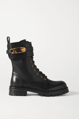 Black Embellished leather ankle boots | Versace | NET-A-PORTER