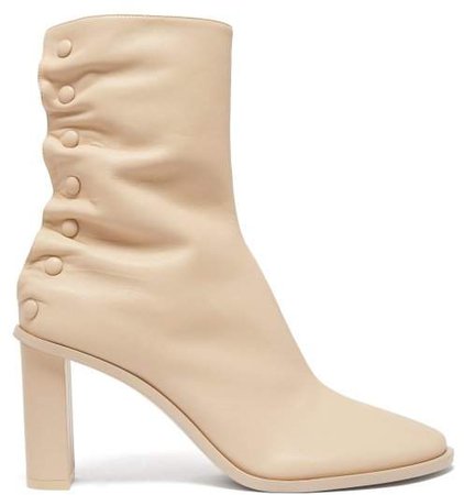 Tea Time Leather Ankle Boots - Womens - Beige